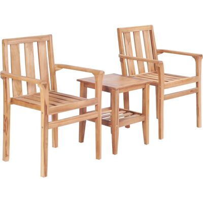 vidaXL Außenmöbelset - Teak, Braun, 3 Stück vidaXL Außenmöbelset - Teak, Braun, 3 Stück