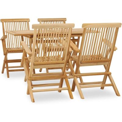 vidaXL Teak-Gartenmöbel-Set - 5-teilig, Braun, Wetterfest vidaXL Teak-Gartenmöbel-Set - 5-teilig, Braun, Wetterfest