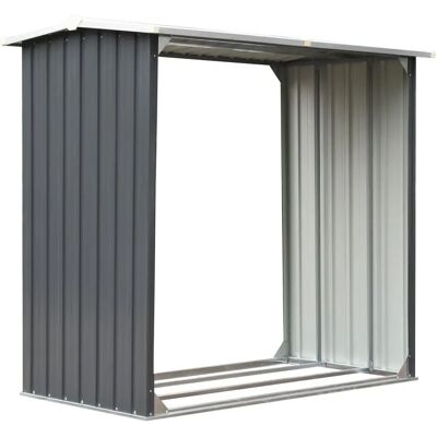 vidaXL Gartenholzlagerhaus Verzinkter Stahl 172x91x154cm Grau - Gartenspeicher vidaXL Gartenholzlagerhaus Verzinkter Stahl 172x91x154cm Grau - Gartenspeicher