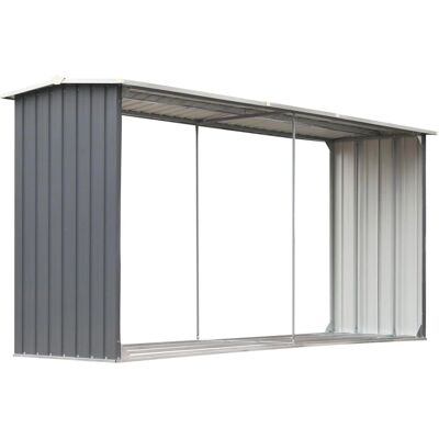 vidaXL Tuinhoutopslag schuur Gegalvaniseerd staal 330x92x153cm Grijs - Tuinhoutopslag vidaXL Tuinhoutopslag schuur Gegalvaniseerd staal 330x92x153cm Grijs - Tuinhoutopslag