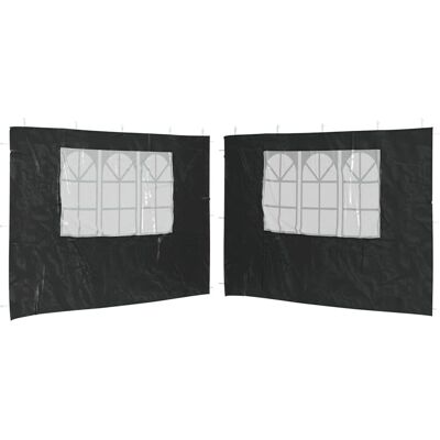 vidaXL Gartenmöbel-Set Partyzelt Seitenwand 2 Stück mit Fenster PE Anthrazit vidaXL Gartenmöbel-Set Partyzelt Seitenwand 2 Stück mit Fenster PE Anthrazit