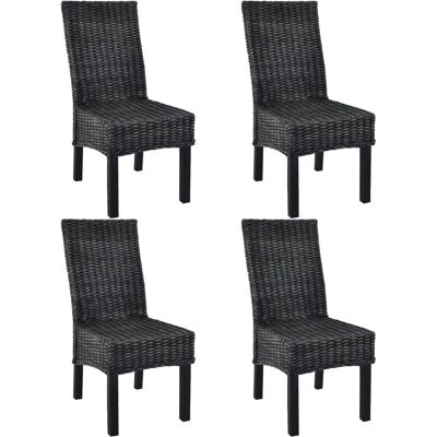 Maisonchic 4 Rattan Dining Chairs - Black - Dining Chairs Maisonchic 4 Rattan Dining Chairs - Black - Dining Chairs