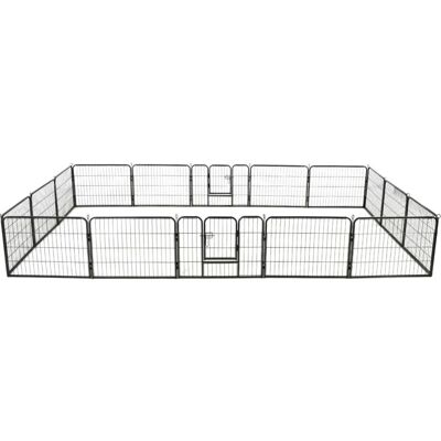 vidaXL Ogrodzenie dla psa 16 Paneli Stal 60x80cm Czarny - Ogrodzenie dla psa vidaXL Ogrodzenie dla psa 16 Paneli Stal 60x80cm Czarny - Ogrodzenie dla psa