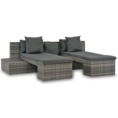 vidaXL Gartenset - Grau Poly Rattan - 4 Stück vidaXL Gartenset - Grau Poly Rattan - 4 Stück