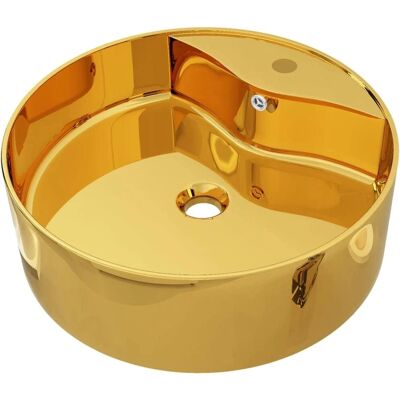 vidaXL Gouden Keramische Wastafel - 46,5x15,5cm Badkamer Wasbak vidaXL Gouden Keramische Wastafel - 46,5x15,5cm Badkamer Wasbak
