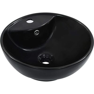 vidaXL Waschbecken mit Überlauf 46,5x18cm Keramik Schwarz Waschschüssel Einheit - Waschbecken vidaXL Waschbecken mit Überlauf 46,5x18cm Keramik Schwarz Waschschüssel Einheit - Waschbecken