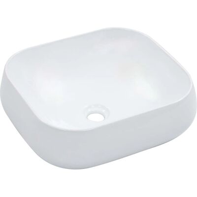 vidaXL Biały ceramiczny prostokątny umywalka - Łazienka vidaXL Biały ceramiczny prostokątny umywalka - Łazienka