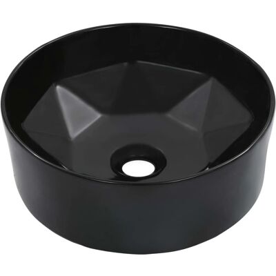 vidaXL Czarna ceramika umywalka 36x14cm - Typ mycia vidaXL Czarna ceramika umywalka 36x14cm - Typ mycia