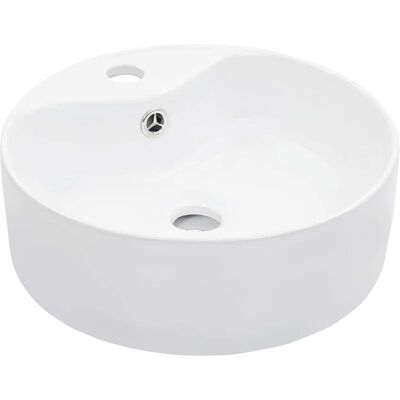 vidaXL Umywalka z przelewem - 36x13cm Ceramika Biała Do łazienki vidaXL Umywalka z przelewem - 36x13cm Ceramika Biała Do łazienki