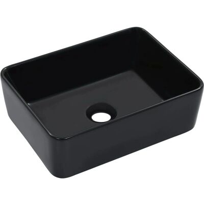 vidaXL Wash Basin - Rectangular Ceramic Black Bathroom Sink vidaXL Wash Basin - Rectangular Ceramic Black Bathroom Sink