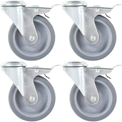 Ruote girevoli vidaXL con foro per vite e doppi freni - 4 pz. Ruote girevoli vidaXL con foro per vite e doppi freni - 4 pz.