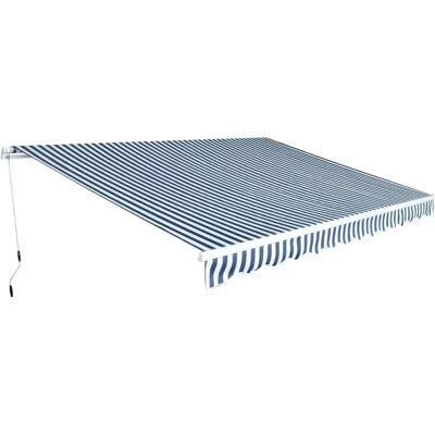 Maisonchic 450cm Blue/White Manual Awning - Awnings Maisonchic 450cm Blue/White Manual Awning - Awnings