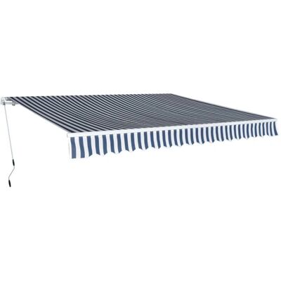 vidaXL 400 cm Blau/Weiß Klappmarkise - Markise vidaXL 400 cm Blau/Weiß Klappmarkise - Markise