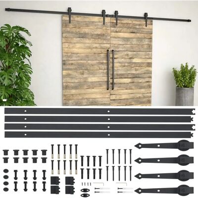 vidaXL Schiebetürbeschlag Set 2x183cm Stahl Schwarz - Schiebetür Typ vidaXL Schiebetürbeschlag Set 2x183cm Stahl Schwarz - Schiebetür Typ