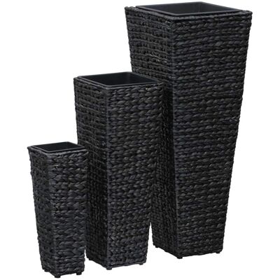 Set di Vasi in Giacinto d'Acqua - 3 Pezzi - Nero - Per Uso Interno Set di Vasi in Giacinto d'Acqua - 3 Pezzi - Nero - Per Uso Interno