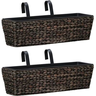 vidaXL Blumenbox 2 Stück Wasserhyazinthe Braun - Blumenbox vidaXL Blumenbox 2 Stück Wasserhyazinthe Braun - Blumenbox