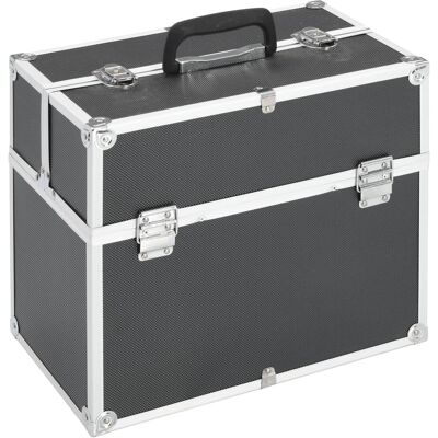vidaXL Zwart Aluminium Make-up Koffer 37x24x35 cm - Make-up Organizer vidaXL Zwart Aluminium Make-up Koffer 37x24x35 cm - Make-up Organizer