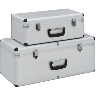 vidaXL Opbevaringskasser 2 stk sølv aluminium - Opbevaringskasser vidaXL Opbevaringskasser 2 stk sølv aluminium - Opbevaringskasser