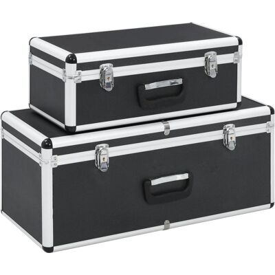 vidaXL Zestaw 2 skrzyń do przechowywania czarny aluminium - Storage Cases vidaXL Zestaw 2 skrzyń do przechowywania czarny aluminium - Storage Cases