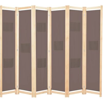 vidaXL 6-Panel Room Divider Brown 240x170cm Fabric Privacy Screen Partition vidaXL 6-Panel Room Divider Brown 240x170cm Fabric Privacy Screen Partition
