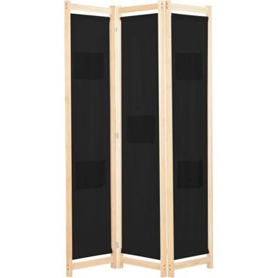 vidaXL Divisor de habitación de 3 paneles negro 120x170cm tela pantalla de privacidad - Divisor de espacios vidaXL Divisor de habitación de 3 paneles negro 120x170cm tela pantalla de privacidad - Divisor de espacios