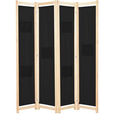 vidaXL Divisorio de 4 Paneles Negro 160x170cm Tela Pantalla Privacidad - Divisoria de habitación vidaXL Divisorio de 4 Paneles Negro 160x170cm Tela Pantalla Privacidad - Divisoria de habitación