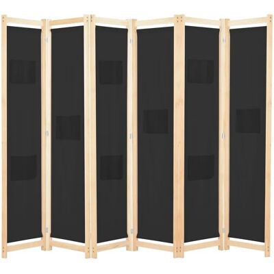 vidaXL 6-Panel Room Divider Black 240x170cm Fabric Privacy Screen Partition - Room Divider vidaXL 6-Panel Room Divider Black 240x170cm Fabric Privacy Screen Partition - Room Divider