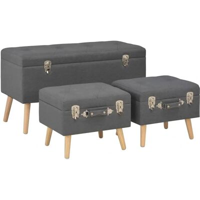 vidaXL Tabourets avec espace de rangement - Ensemble de 3 - Tissu gris foncé - Publicité vidaXL Tabourets avec espace de rangement - Ensemble de 3 - Tissu gris foncé - Publicité