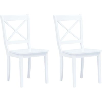 vidaXL 247356 Witte rubberwood eettafelstoel - Eetkamerstoel vidaXL 247356 Witte rubberwood eettafelstoel - Eetkamerstoel