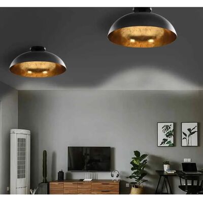 vidaXL Deckenleuchten 2 Stk. Schwarz und Gold Halbkugelförmig E27 - Ceiling lights vidaXL Deckenleuchten 2 Stk. Schwarz und Gold Halbkugelförmig E27 - Ceiling lights
