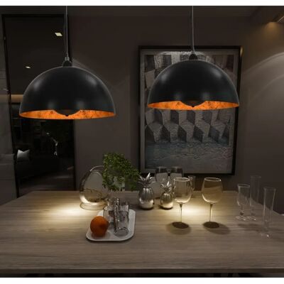 vidaXL Deckenleuchten 2 pcs Schwarz und Gold Halbkugelförmig - Deckenlampen vidaXL Deckenleuchten 2 pcs Schwarz und Gold Halbkugelförmig - Deckenlampen