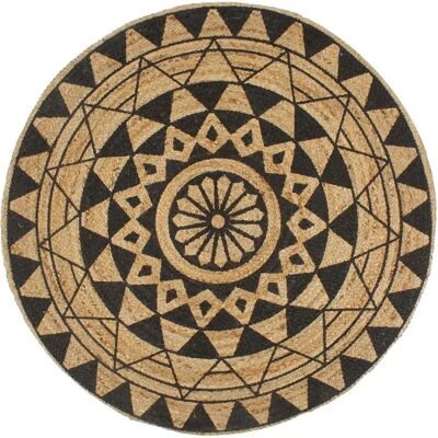 Alfombra de yute hecha a mano con impresión negra 150 cm - Rug Alfombra de yute hecha a mano con impresión negra 150 cm - Rug