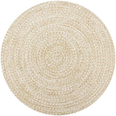 vidaXL Handgewebter Teppich Jute Weiß Natur 120cm - Teppich vidaXL Handgewebter Teppich Jute Weiß Natur 120cm - Teppich