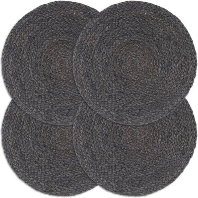 vidaXL Sottobicchieri rotondi in juta grigia scura - Set da 4 vidaXL Sottobicchieri rotondi in juta grigia scura - Set da 4