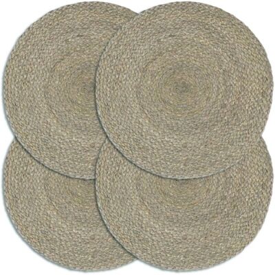 vidaXL Tischsets 4 Stk. Grau Runde Jute - Tischset vidaXL Tischsets 4 Stk. Grau Runde Jute - Tischset