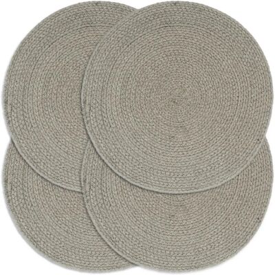 vidaXL Sottobicchieri 4 pezzi Grigio Rotondo Cotone - Sottobicchieri vidaXL Sottobicchieri 4 pezzi Grigio Rotondo Cotone - Sottobicchieri