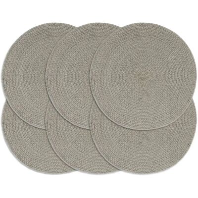 vidaXL Platzsets 6 Stück Grau - Rund Baumwolle vidaXL Platzsets 6 Stück Grau - Rund Baumwolle