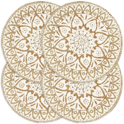 vidaXL Platzdeckchen 4 Stück Weiß 38 cm Runde Jute vidaXL Platzdeckchen 4 Stück Weiß 38 cm Runde Jute