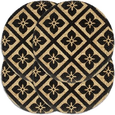 vidaXL 4 pièces Sets de Table Ronds en Jute Noir - Set de 4 - Publicité vidaXL 4 pièces Sets de Table Ronds en Jute Noir - Set de 4 - Publicité