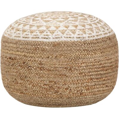vidaXL Puf Blanco de yute hecho a mano - Puf/Ottomán vidaXL Puf Blanco de yute hecho a mano - Puf/Ottomán