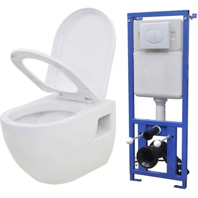 Water sospeso con cisterna nascosta in ceramica bianca - Accessorio bagno a doppio scarico vidaXL Water sospeso con cisterna nascosta in ceramica bianca - Accessorio bagno a doppio scarico vidaXL
