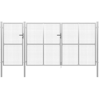 VIDAXL Porte de jardin en acier - 400x150 cm, Argenté, Jeu de serrure - Publicité VIDAXL Porte de jardin en acier - 400x150 cm, Argenté, Jeu de serrure - Publicité