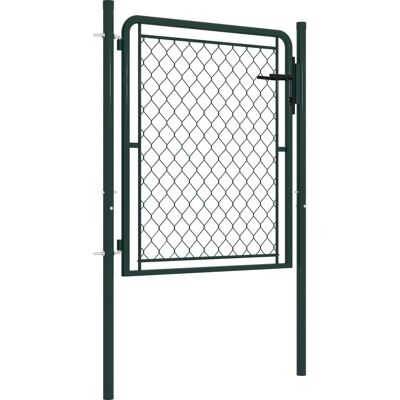 vidaXL Puerta de jardín de acero 100x75 cm Verde - Puerta de jardín vidaXL Puerta de jardín de acero 100x75 cm Verde - Puerta de jardín