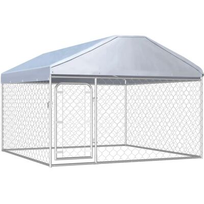 vidaXL Buiten hondenkennel met dak - 200x200x135 cm - Staal, Vergrendelbaar vidaXL Buiten hondenkennel met dak - 200x200x135 cm - Staal, Vergrendelbaar