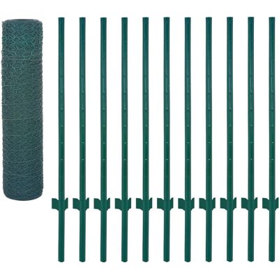 vidaXL Stahl-Gitternetzzaun mit Pfosten - 25m Grün Garten vidaXL Stahl-Gitternetzzaun mit Pfosten - 25m Grün Garten