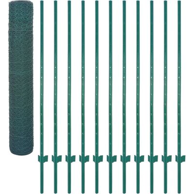 vidaXL Drahtzaun mit Pfosten Stahl 25x1,5 m Grün - Zaun vidaXL Drahtzaun mit Pfosten Stahl 25x1,5 m Grün - Zaun