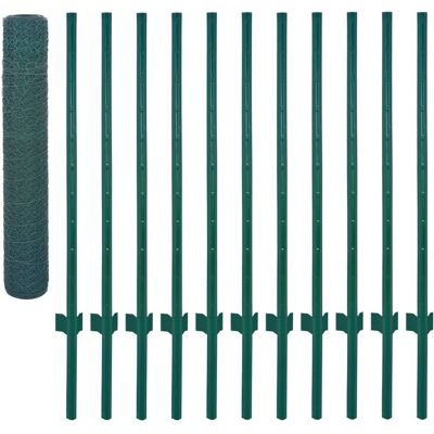 vidaXL Cerca de Malla de Alambre de Acero 25x1 m Verde - Tipo de Cerca vidaXL Cerca de Malla de Alambre de Acero 25x1 m Verde - Tipo de Cerca