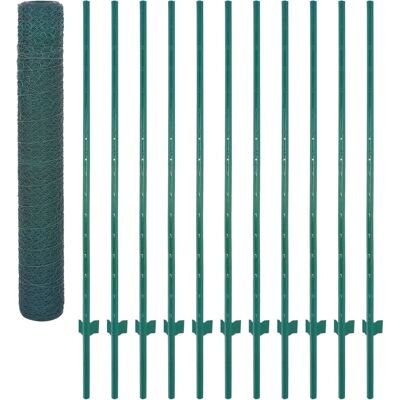 vidaXL Valla de malla de alambre con postes de acero 25x2 m verde - Valla vidaXL Valla de malla de alambre con postes de acero 25x2 m verde - Valla