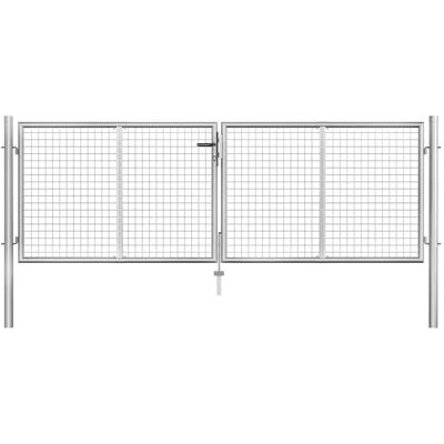 vidaXL Porte de jardin en acier galvanisé 306x125cm Argent Porte d'entrée extérieure - Porte de jardin vidaXL Porte de jardin en acier galvanisé 306x125cm Argent Porte d'entrée extérieure - Porte de jardin