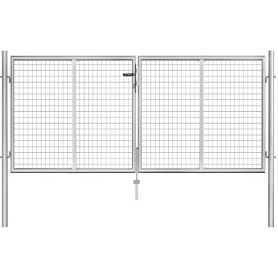 vidaXL Gartenpforte Verzinkt Stahl 306x150 cm Silber - Garden Gate vidaXL Gartenpforte Verzinkt Stahl 306x150 cm Silber - Garden Gate